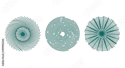 Three Green Metal Wire Coils Side.