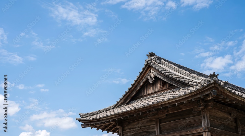 Fototapeta premium Traditional Japanese wooden building roof architecture.