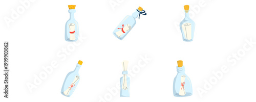Set of Message in a Bottle Icons