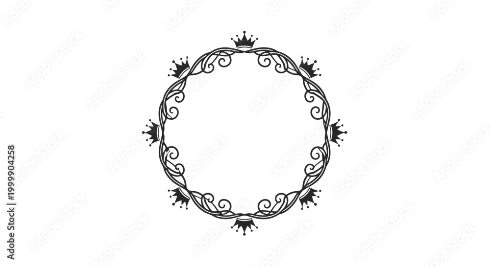 Obraz premium Black floral wreath with decorative elements.