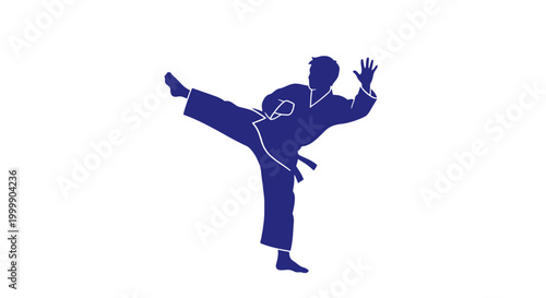 Man Performing Karate Kick Silhouette.