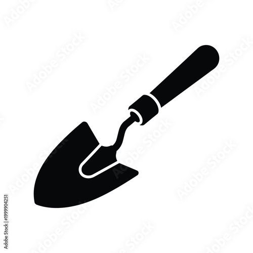 Black silhouette icon of a garden hand trowel shovel tool Vector