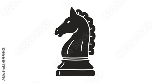 Black Chess Knight Piece Isolated White.