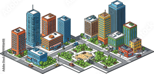 electric vehicle charging station with cars isometric illustration
