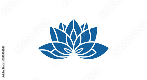 Blue Lotus Flower Icon Simple Design.