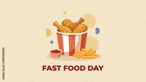 Fast food day with fried chicken and fries.