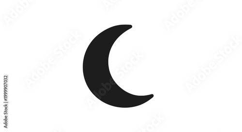 Crescent Moon Shape Icon Illustration.