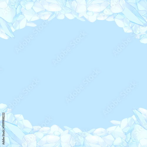 手描きの氷イラストフレーム3_正方形