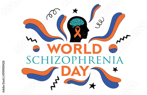World Schizophrenia Day Vector Illustration, Mental Health Support and Awareness Campaign Design