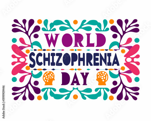 World Schizophrenia Day Vector Illustration, Mental Health Awareness Concept Design