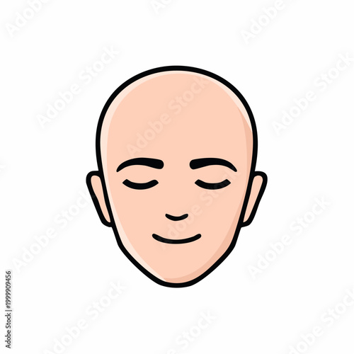 Bald Head with Closed Eyes and Gentle Smile