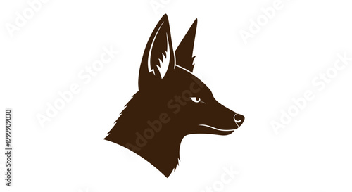 Brown Dog Head Silhouette Graphic Illustration.