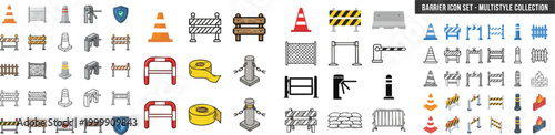 Barrier Icon Set Multistyle Various Collection Element For Design, vector isolated on white