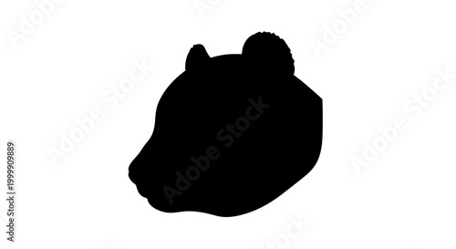 Black Silhouette of Hippopotamus Head.