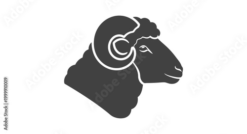 Black Silhouette of a Ram Head.