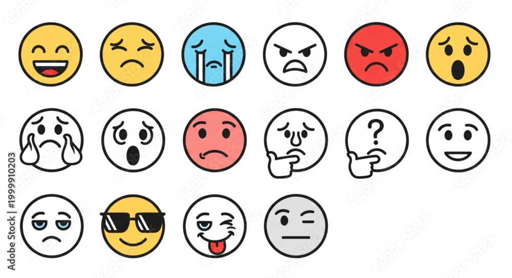 Fototapeta premium Collection of emoticon faces.
