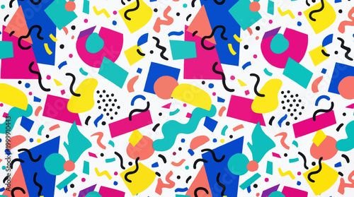 Schilderij op canvas Colorful Memphis Style Pattern Design.