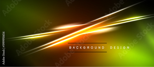 Abstract vibrant lines create dynamic energy. Yellow, orange, green hues blend seamlessly. Modern design element for backgrounds.