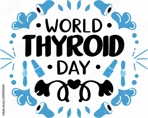 World Thyroid Day Vector Art, Endocrine System and Thyroid Awareness Isolated on White Background