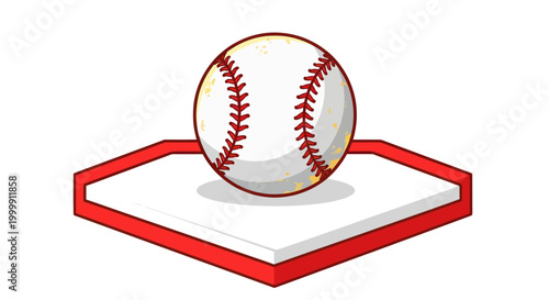 Baseball on Home Plate Illustration