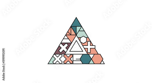 Geometric Triangle Pattern with Symbols and Shapes.