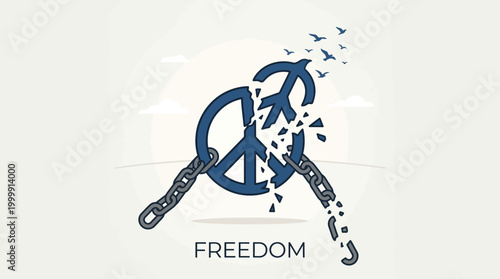 Broken Chain Links Symbolizing Freedom and Liberation.