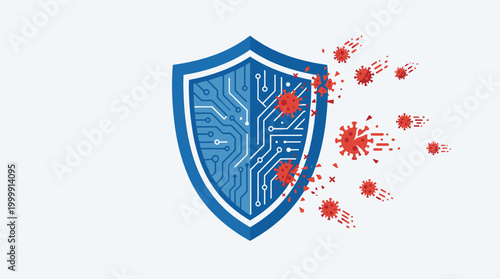 Digital Shield Icon Representing Cybersecurity Protection.