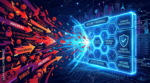 Cybersecurity Digital Interface Protecting Against Cyber Threats.