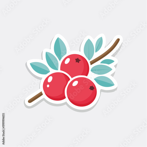 Stylized Cranberries on a Branch