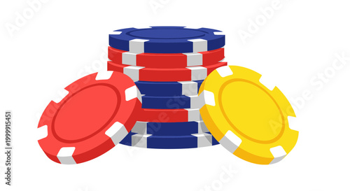 Casino Chips Stacked Red Blue Yellow Gambling Bet Money Game