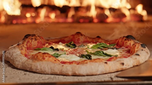 Delicious Neapolitan Pizza Freshly Baked in a WoodFired Oven.