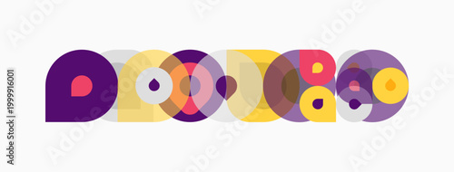 Abstract colorful overlapping circles create playful design. Minimalist composition, modern aesthetic, vibrant hues present.