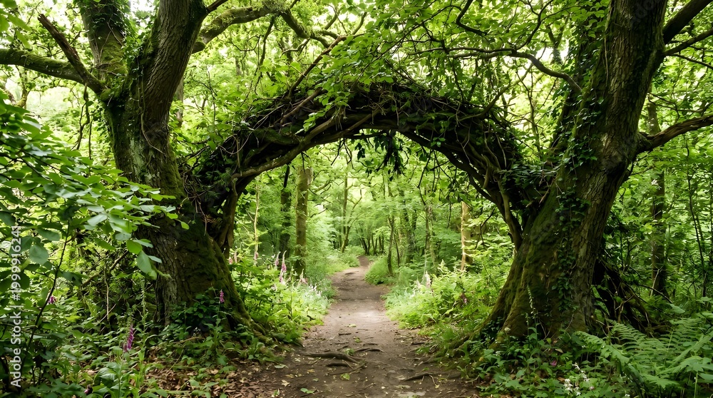 Obraz premium Trees Forming Natural Archway Composition Forest Scenic View
