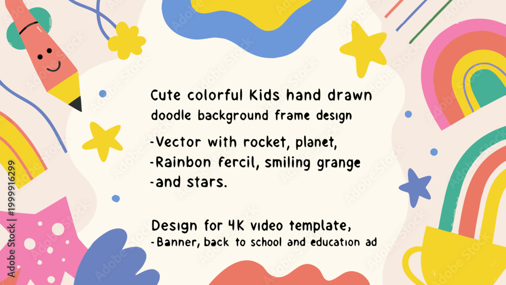 Naklejka premium Colorful kindergarten classroom christmas flat illustration with doodle design elements for kids education