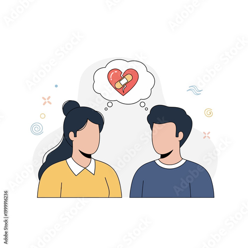 Couple Thinking About Broken Heart Healing Relationship Problems