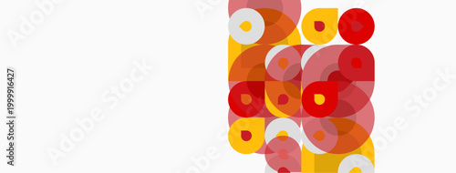 Abstract composition featuring overlapping circles. Warm colors dominate, creating dynamic visual texture. Minimalist design, modern aesthetic.