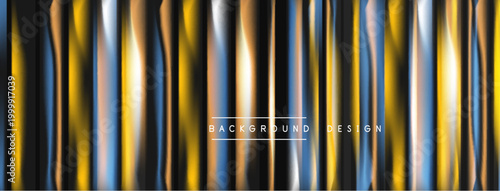 Vertical metallic stripes create abstract background. Colors blend, offering dynamic visual texture. Modern design element.