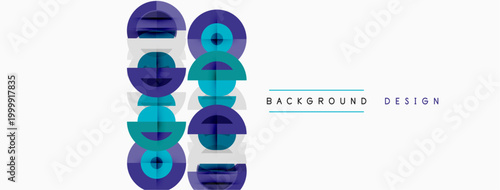 Abstract geometric shapes, stacked vertically. Purple, teal, light blue colors dominate design. Minimalist style, clean background.