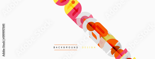 Abstract geometric design features colorful overlapping shapes. Minimalist style, clean lines, suitable for backgrounds, presentations.