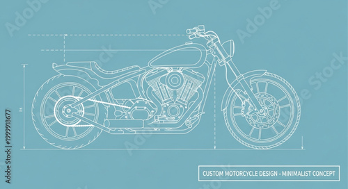 Blueprint of a classic motorcycle design and engineering.