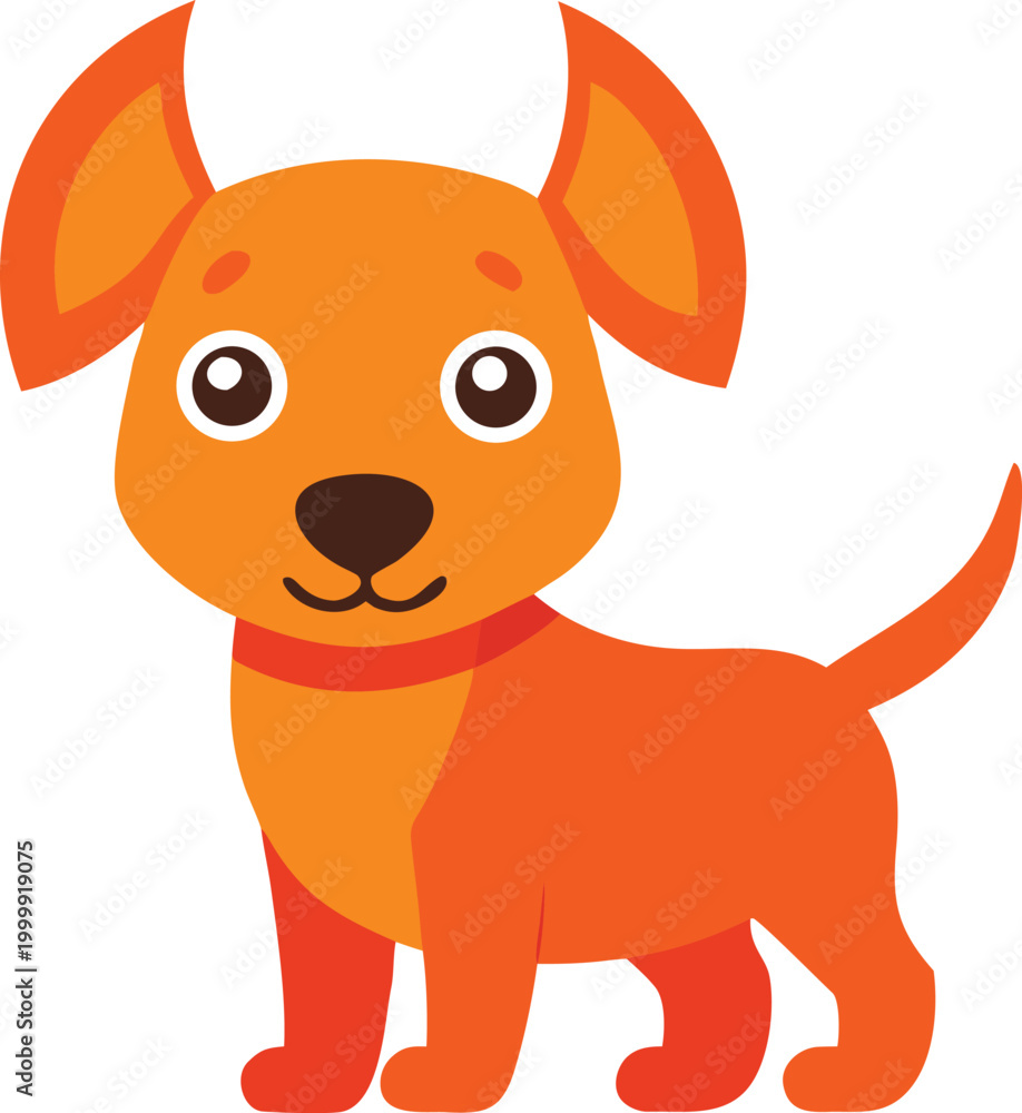 Obraz premium Orange cartoon puppy dog standing illustration