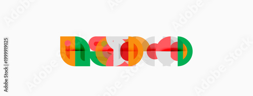 Colorful overlapping circles form text. Design features bright hues, simple shapes, modern aesthetic. Minimalist composition, clean lines.