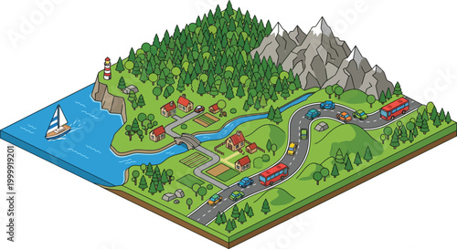 industrial factory illustration with blue buildings and smokestacks