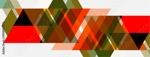 Abstract geometric pattern. Triangles overlap, creating dynamic visual texture. Colors include red, brown, green, gray. Simple design.