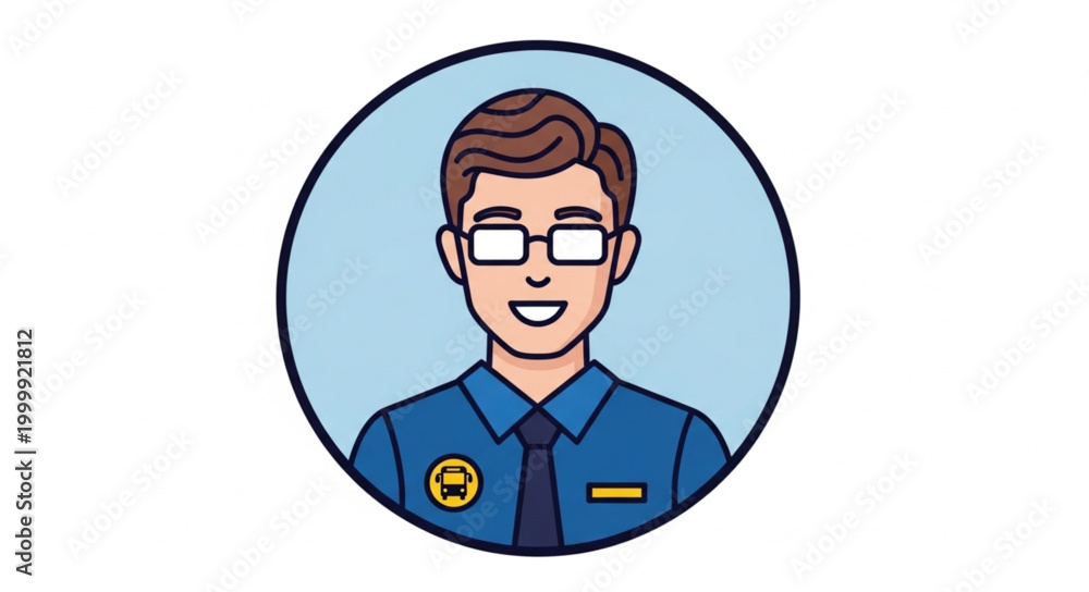 Fototapeta premium Illustration of a Friendly Male Security Guard with Glasses.