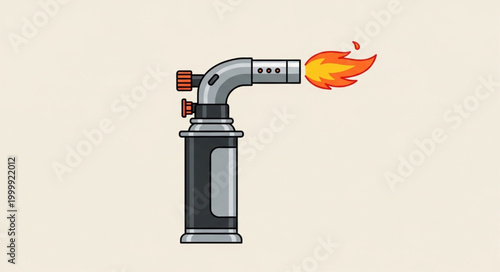 Tableau sur toile Illustration of a handheld butane torch with a bright flame.
