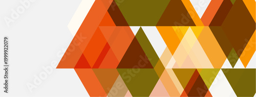 Abstract geometric pattern. Orange, brown, beige triangles overlap creating dynamic visual texture. Minimalist design, modern aesthetic.