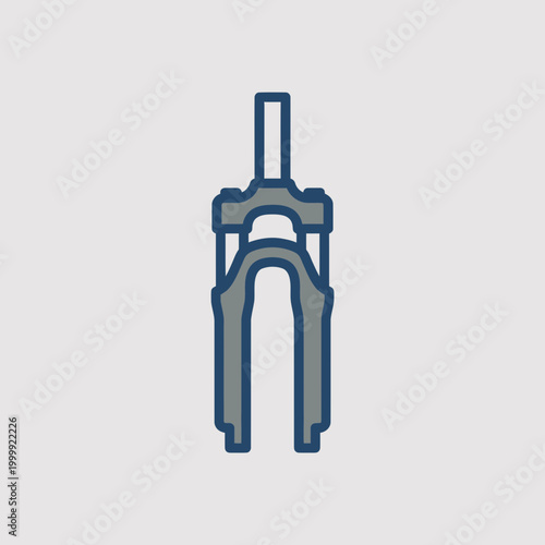 Minimalist line art illustration of a bicycle suspension fork, depicting its essential components and structure.