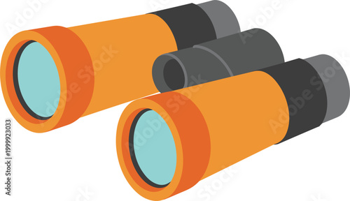 Binoculars illustration, optical device for observation exploration travel adventure vector design modern flat style