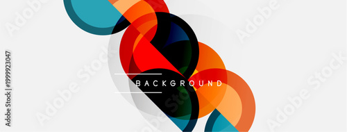 Abstract colorful shapes overlap, creating dynamic visual effect. Modern design with gradients, suitable for backgrounds.